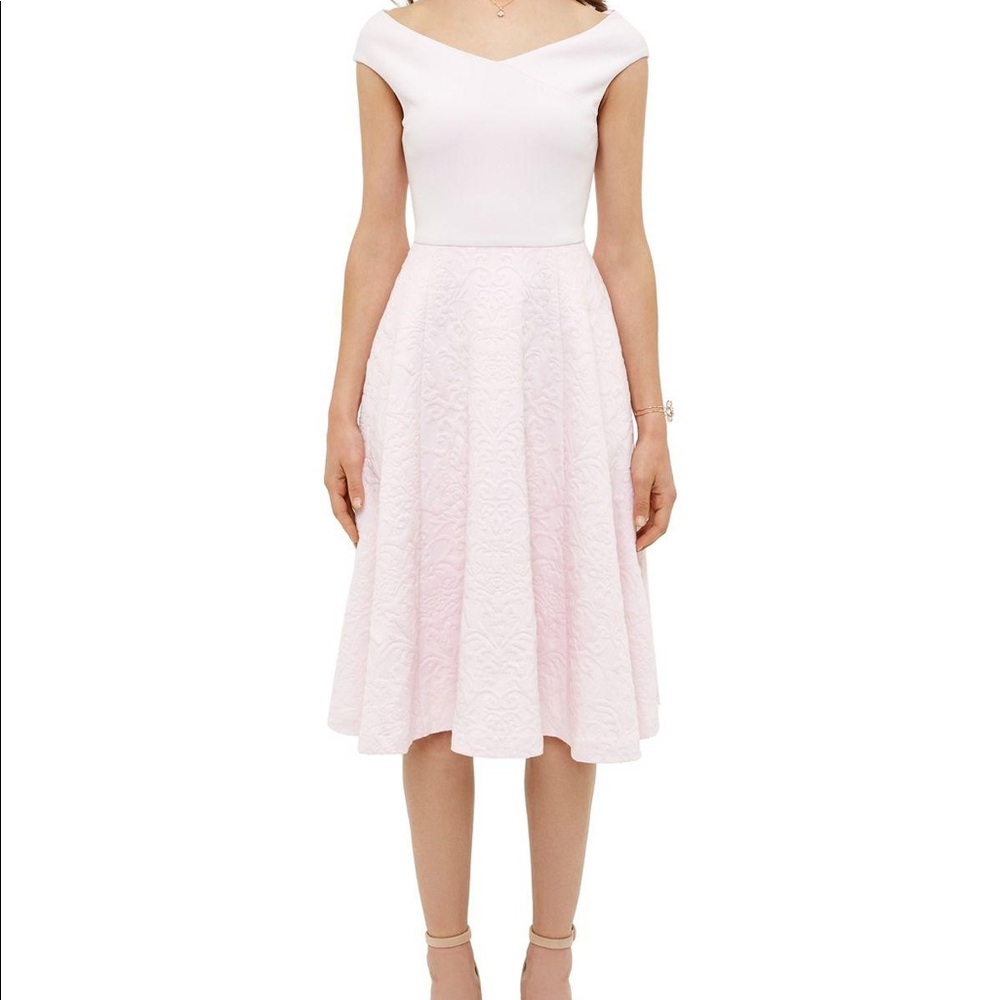 TED BAKER GETRIS PINK BARDOT TEXTURED DRESS US10